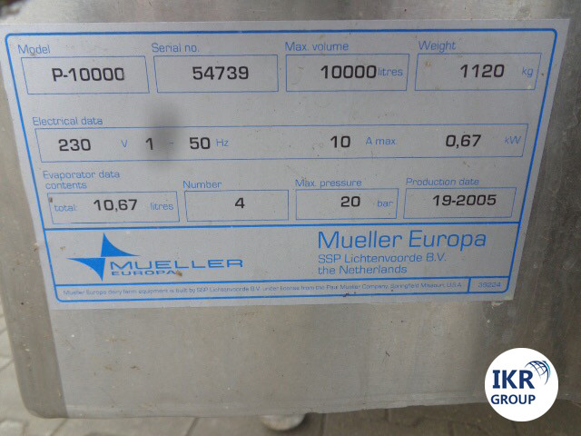 Танк охолоджувач молока Б/У Mueller 10000 закритого типу об'ємом 10000 літрів. Модель P. - Зображення 4
